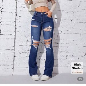 Women's Blue Distressed Jeans